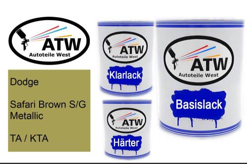 Dodge, Safari Brown S/G Metallic, TA / KTA: 1L Lackdose + 1L Klarlack + 500ml Härter - Set, von ATW Autoteile West.